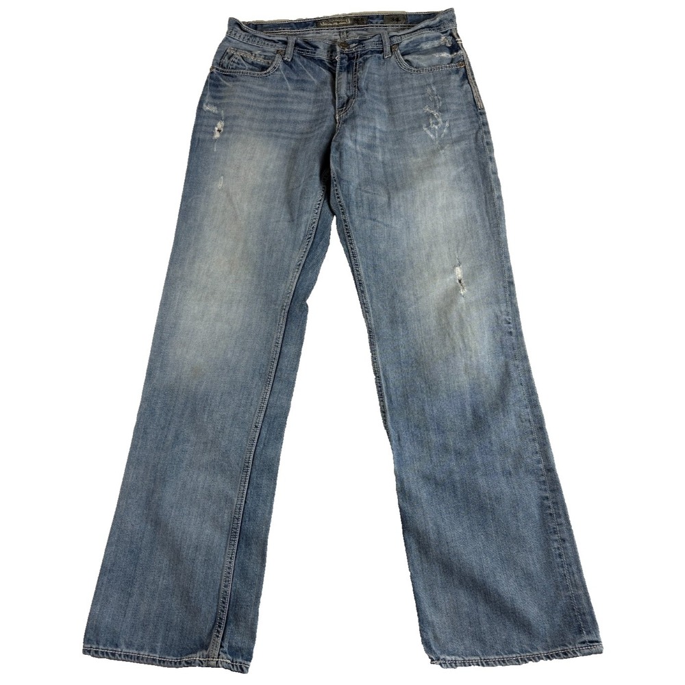Buckle‎ Tyler Straight Leg Jeans Mens 36 Large Blue Denim Authentic Distressed